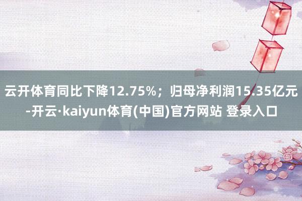 云开体育同比下降12.75%；归母净利润15.35亿元-开云·kaiyun体育(中国)官方网站 登录入口