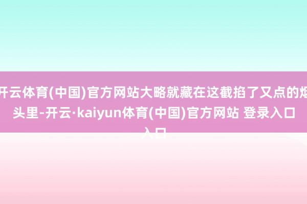 开云体育(中国)官方网站大略就藏在这截掐了又点的烟头里-开云·kaiyun体育(中国)官方网站 登录入口